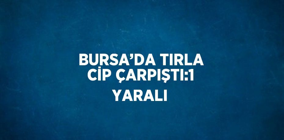 BURSA’DA TIRLA CİP ÇARPIŞTI:1 YARALI
