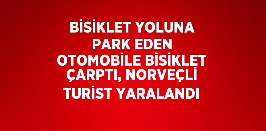 BİSİKLET YOLUNA PARK EDEN OTOMOBİLE BİSİKLET ÇARPTI, NORVEÇLİ TURİST YARALANDI