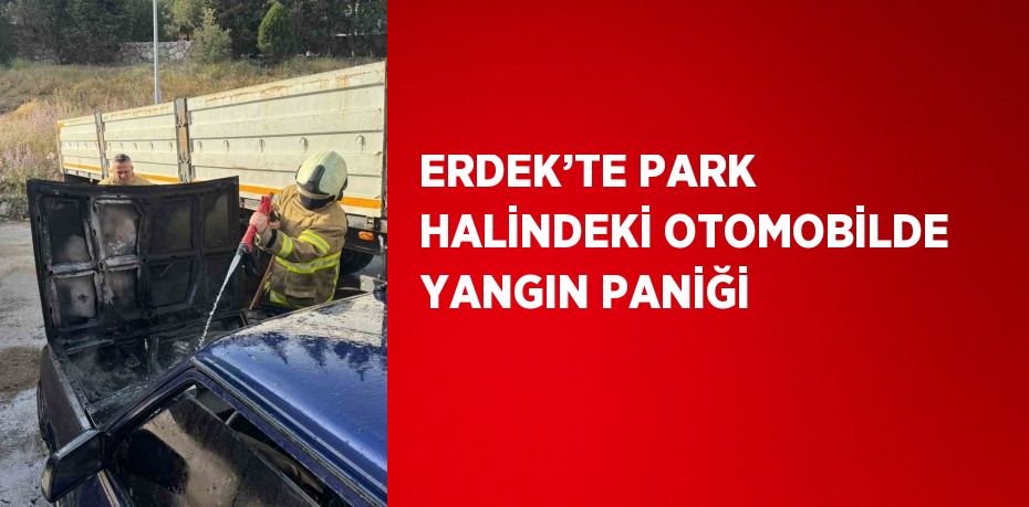 ERDEK’TE PARK HALİNDEKİ OTOMOBİLDE YANGIN PANİĞİ