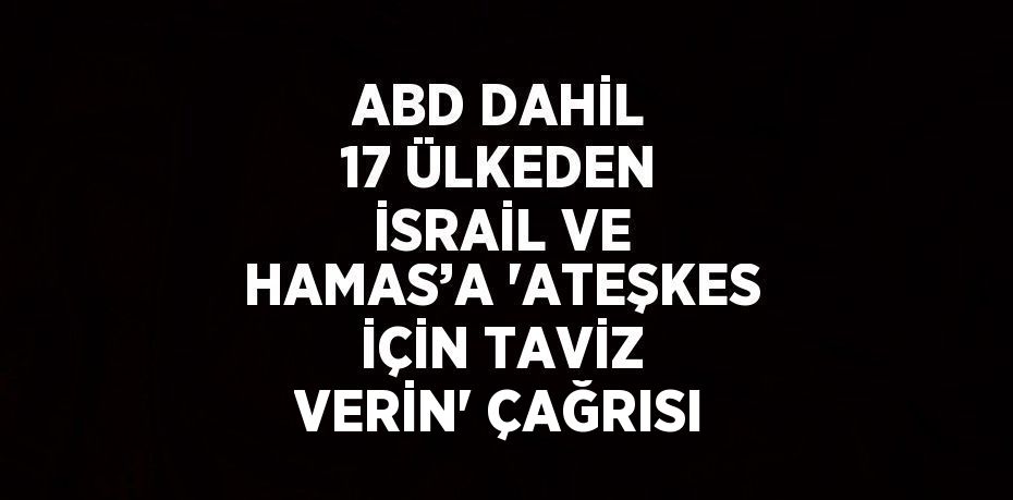 ABD DAHİL 17 ÜLKEDEN İSRAİL VE HAMAS’A 'ATEŞKES İÇİN TAVİZ VERİN' ÇAĞRISI