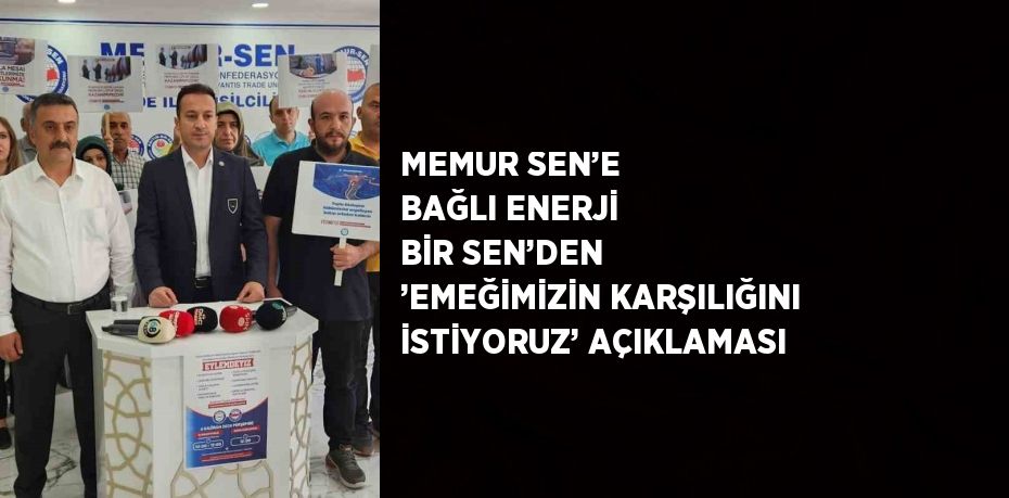 MEMUR SEN’E BAĞLI ENERJİ BİR SEN’DEN ’EMEĞİMİZİN KARŞILIĞINI İSTİYORUZ’ AÇIKLAMASI