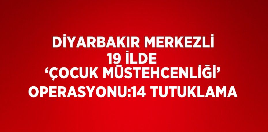 DİYARBAKIR MERKEZLİ 19 İLDE ‘ÇOCUK MÜSTEHCENLİĞİ’ OPERASYONU:14 TUTUKLAMA