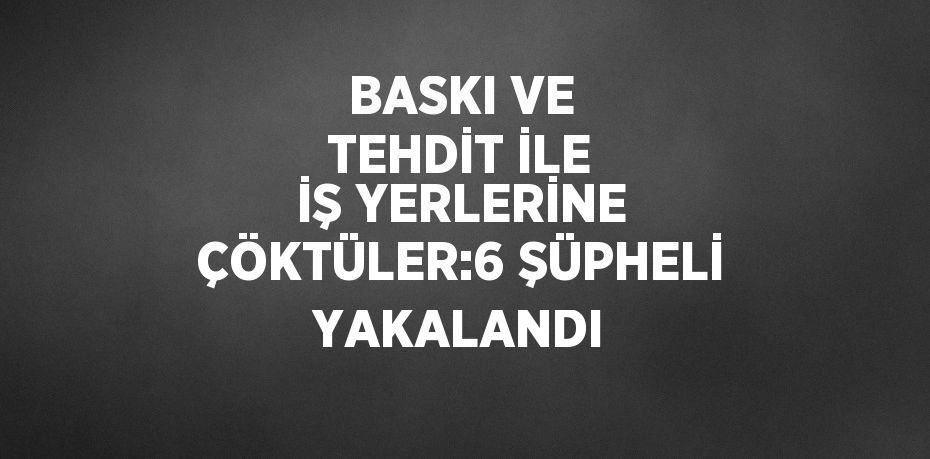 BASKI VE TEHDİT İLE İŞ YERLERİNE ÇÖKTÜLER:6 ŞÜPHELİ YAKALANDI