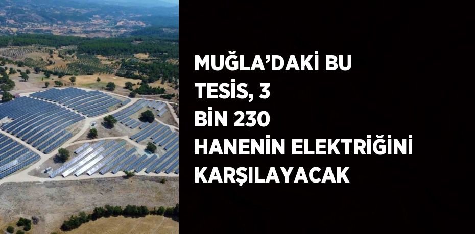 MUĞLA’DAKİ BU TESİS, 3 BİN 230 HANENİN ELEKTRİĞİNİ KARŞILAYACAK