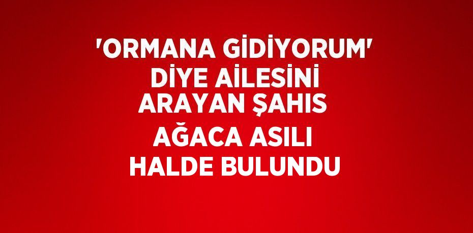 'ORMANA GİDİYORUM' DİYE AİLESİNİ ARAYAN ŞAHIS AĞACA ASILI HALDE BULUNDU