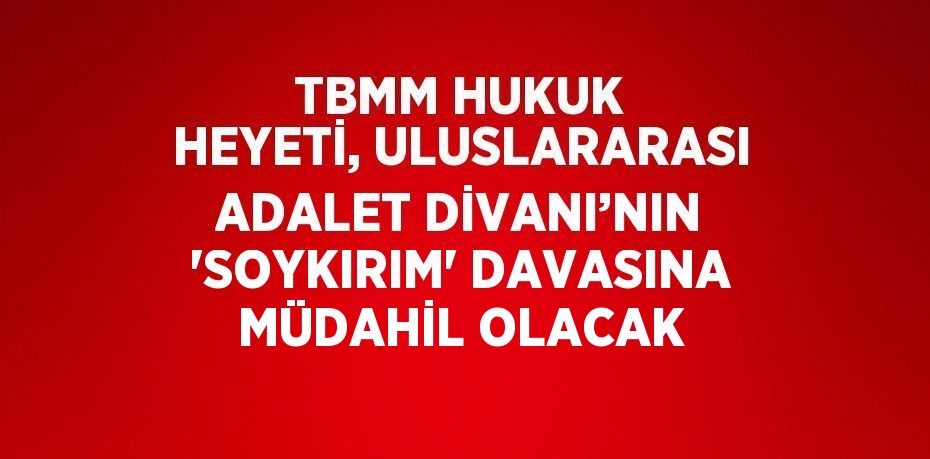 TBMM HUKUK HEYETİ, ULUSLARARASI ADALET DİVANI’NIN 'SOYKIRIM' DAVASINA MÜDAHİL OLACAK