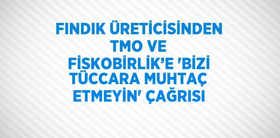 FINDIK ÜRETİCİSİNDEN TMO VE FİSKOBİRLİK’E 'BİZİ TÜCCARA MUHTAÇ ETMEYİN' ÇAĞRISI