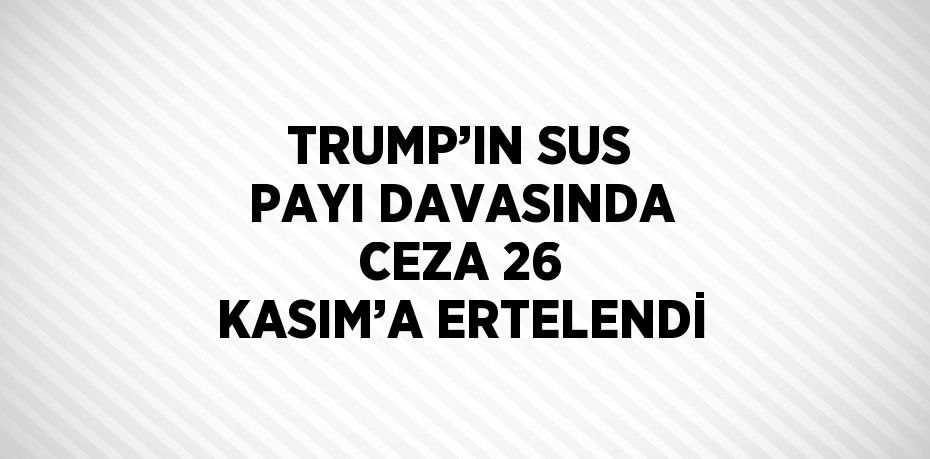 TRUMP’IN SUS PAYI DAVASINDA CEZA 26 KASIM’A ERTELENDİ