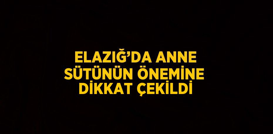 ELAZIĞ’DA ANNE SÜTÜNÜN ÖNEMİNE DİKKAT ÇEKİLDİ