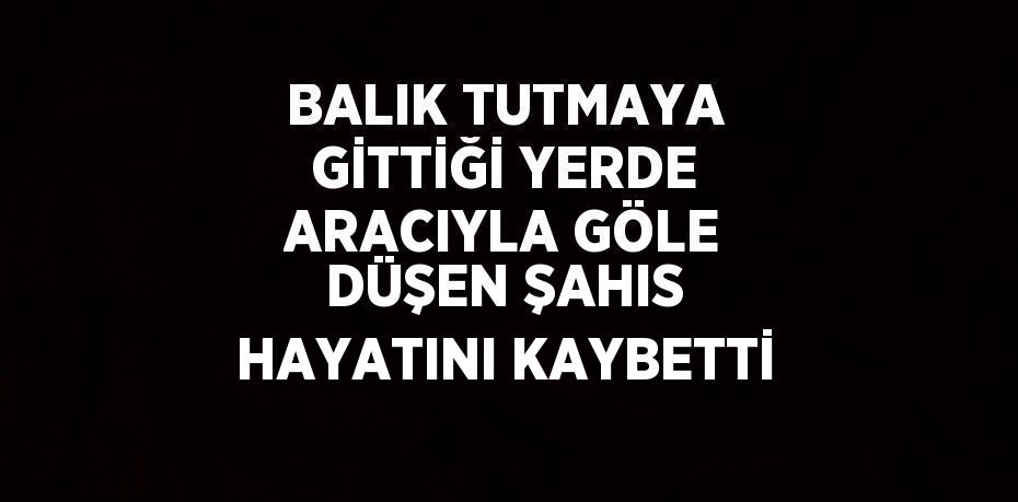 BALIK TUTMAYA GİTTİĞİ YERDE ARACIYLA GÖLE DÜŞEN ŞAHIS HAYATINI KAYBETTİ