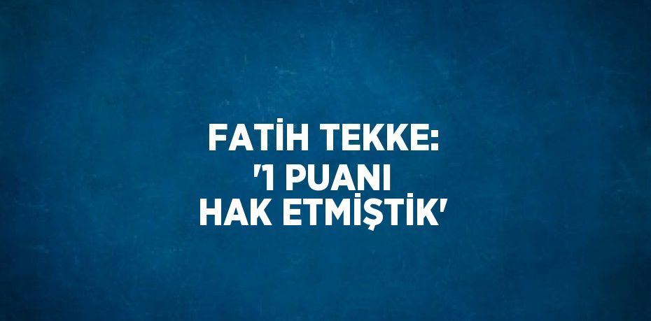 FATİH TEKKE: '1 PUANI HAK ETMİŞTİK'