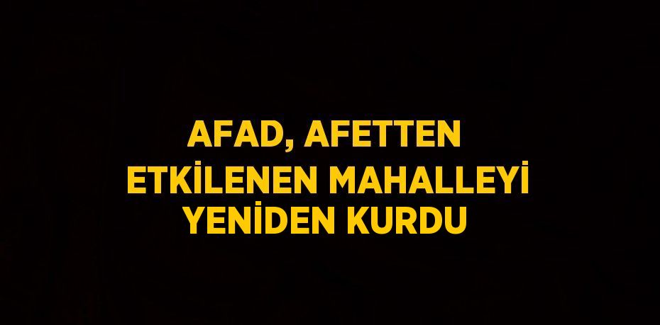 AFAD, AFETTEN ETKİLENEN MAHALLEYİ YENİDEN KURDU