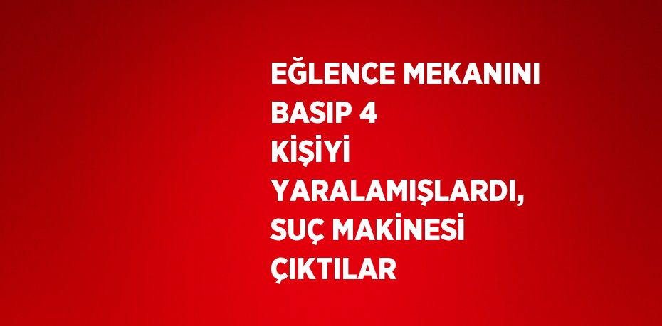 EĞLENCE MEKANINI BASIP 4 KİŞİYİ YARALAMIŞLARDI, SUÇ MAKİNESİ ÇIKTILAR