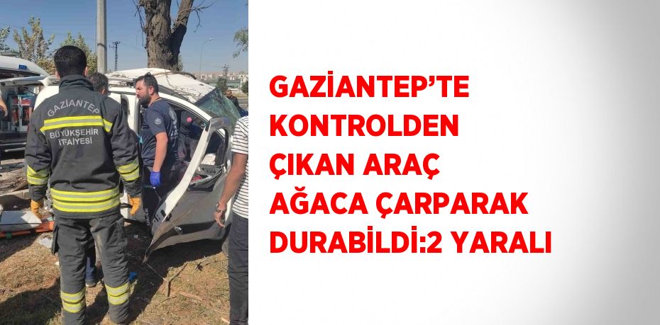 GAZİANTEP’TE KONTROLDEN ÇIKAN ARAÇ AĞACA ÇARPARAK DURABİLDİ:2 YARALI