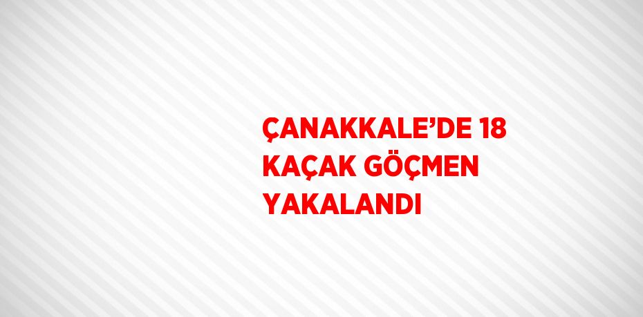 ÇANAKKALE’DE 18 KAÇAK GÖÇMEN YAKALANDI