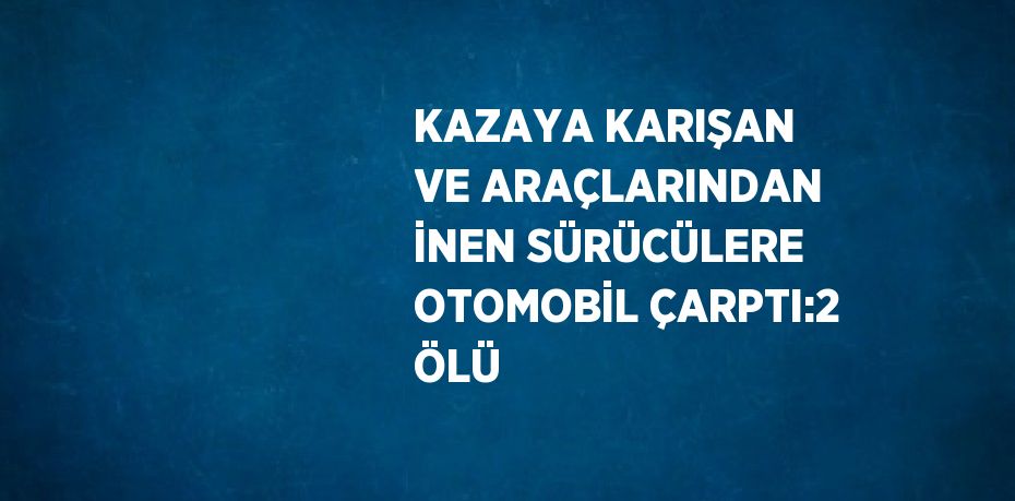 KAZAYA KARIŞAN VE ARAÇLARINDAN İNEN SÜRÜCÜLERE OTOMOBİL ÇARPTI:2 ÖLÜ