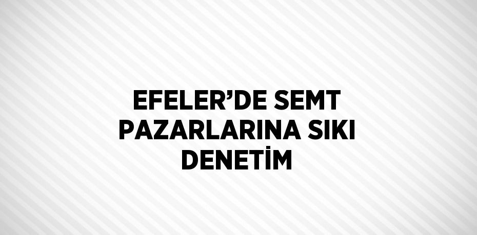 EFELER’DE SEMT PAZARLARINA SIKI DENETİM