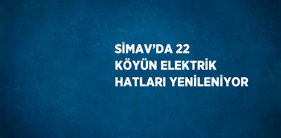 SİMAV’DA 22 KÖYÜN ELEKTRİK HATLARI YENİLENİYOR