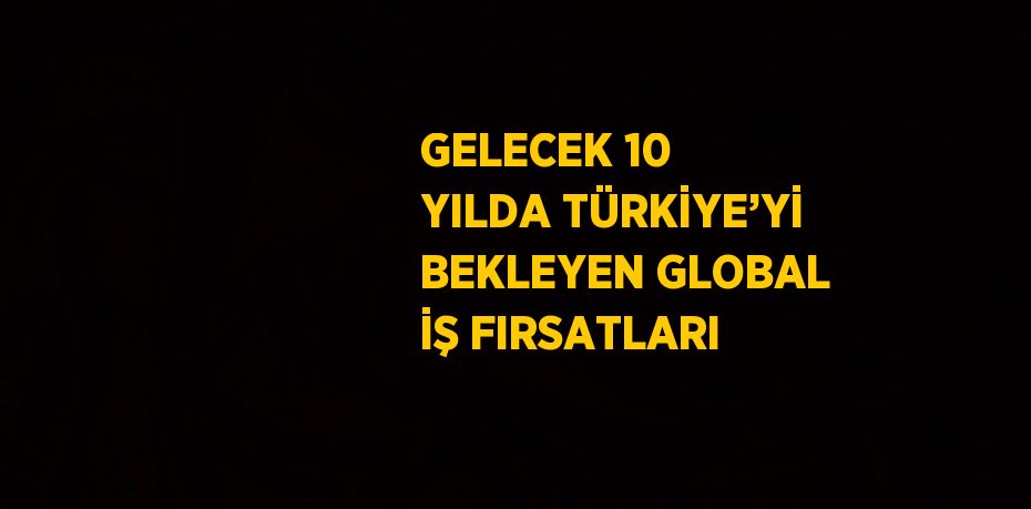 GELECEK 10 YILDA TÜRKİYE’Yİ BEKLEYEN GLOBAL İŞ FIRSATLARI