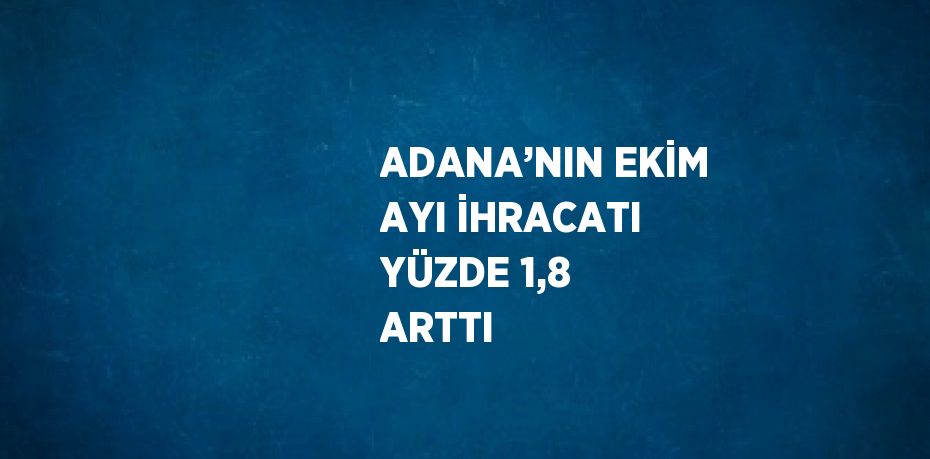 ADANA’NIN EKİM AYI İHRACATI YÜZDE 1,8 ARTTI