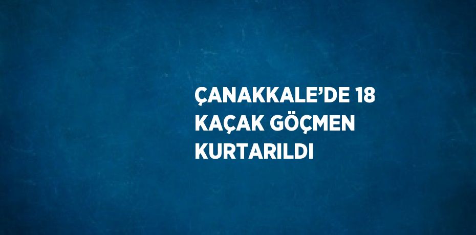 ÇANAKKALE’DE 18 KAÇAK GÖÇMEN KURTARILDI