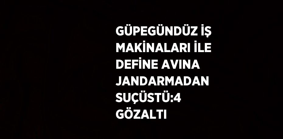 GÜPEGÜNDÜZ İŞ MAKİNALARI İLE DEFİNE AVINA JANDARMADAN SUÇÜSTÜ:4 GÖZALTI