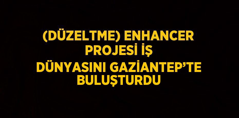 (DÜZELTME) ENHANCER PROJESİ İŞ DÜNYASINI GAZİANTEP’TE BULUŞTURDU