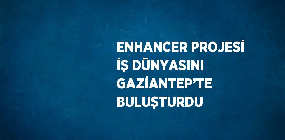 ENHANCER PROJESİ İŞ DÜNYASINI GAZİANTEP’TE BULUŞTURDU