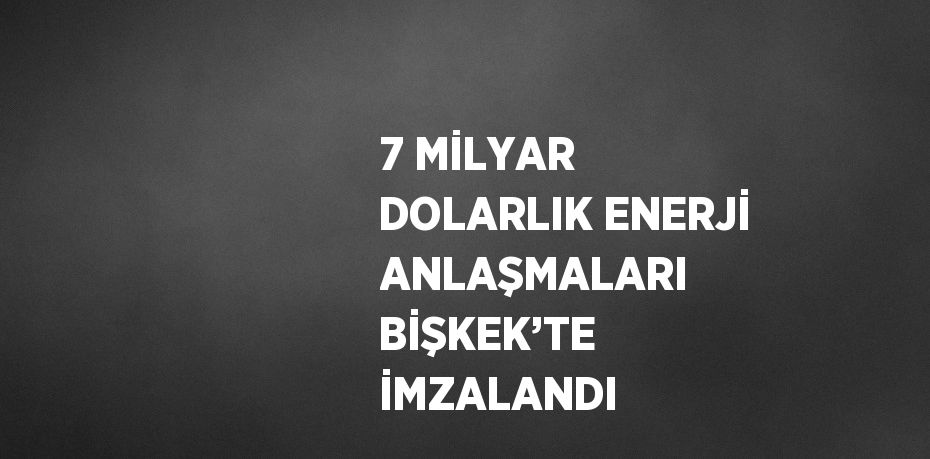 7 MİLYAR DOLARLIK ENERJİ ANLAŞMALARI BİŞKEK’TE İMZALANDI