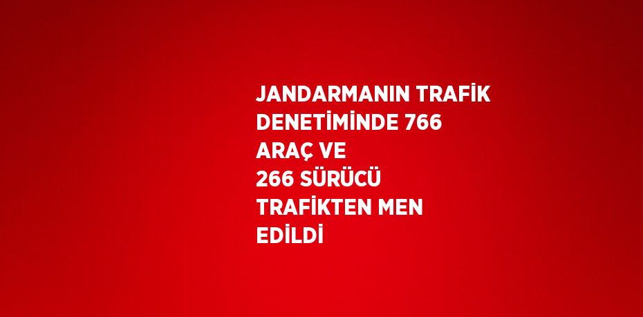 JANDARMANIN TRAFİK DENETİMİNDE 766 ARAÇ VE 266 SÜRÜCÜ TRAFİKTEN MEN EDİLDİ