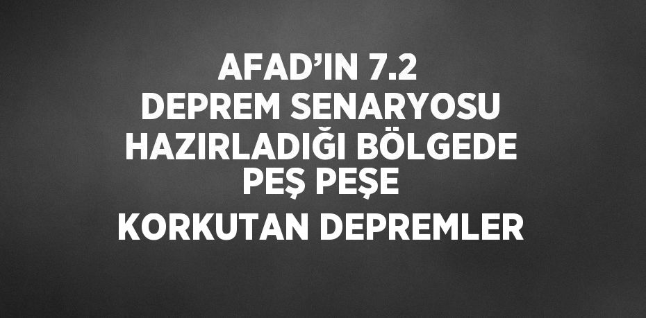 AFAD’IN 7.2 DEPREM SENARYOSU HAZIRLADIĞI BÖLGEDE PEŞ PEŞE KORKUTAN DEPREMLER