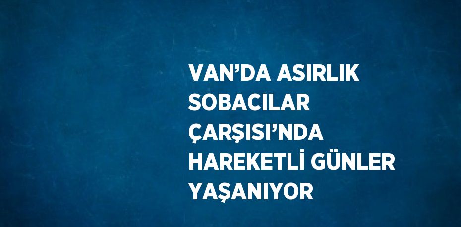 VAN’DA ASIRLIK SOBACILAR ÇARŞISI’NDA HAREKETLİ GÜNLER YAŞANIYOR