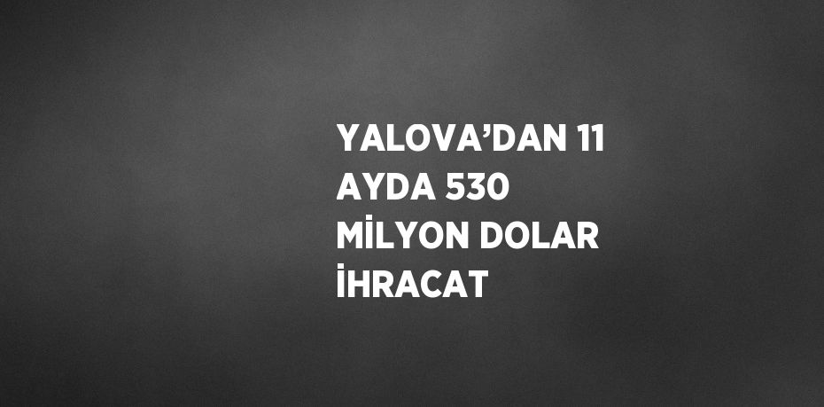 YALOVA’DAN 11 AYDA 530 MİLYON DOLAR İHRACAT