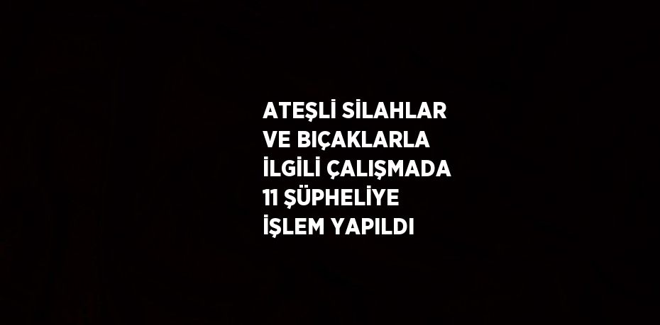 ATEŞLİ SİLAHLAR VE BIÇAKLARLA İLGİLİ ÇALIŞMADA 11 ŞÜPHELİYE İŞLEM YAPILDI