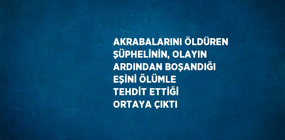 AKRABALARINI ÖLDÜREN ŞÜPHELİNİN, OLAYIN ARDINDAN BOŞANDIĞI EŞİNİ ÖLÜMLE TEHDİT ETTİĞİ ORTAYA ÇIKTI