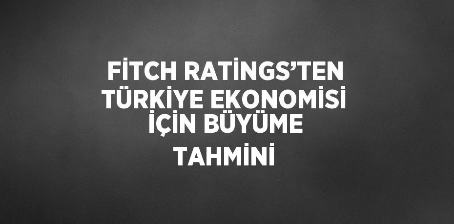 FİTCH RATİNGS’TEN TÜRKİYE EKONOMİSİ İÇİN BÜYÜME TAHMİNİ