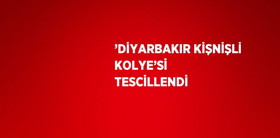 ’DİYARBAKIR KİŞNİŞLİ KOLYE’Sİ TESCİLLENDİ