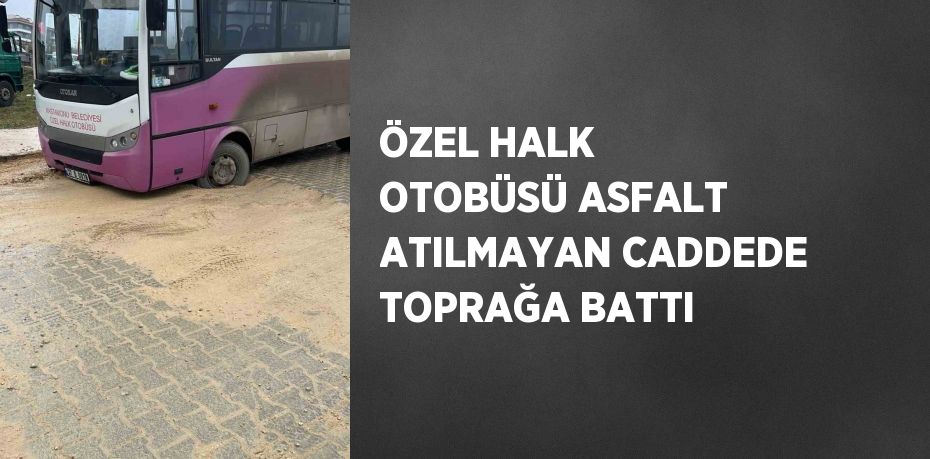 ÖZEL HALK OTOBÜSÜ ASFALT ATILMAYAN CADDEDE TOPRAĞA BATTI