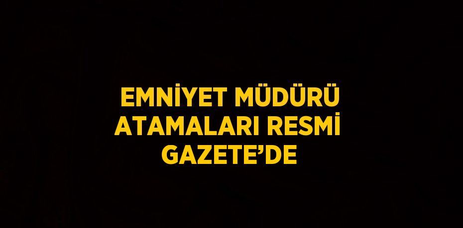 EMNİYET MÜDÜRÜ ATAMALARI RESMİ GAZETE’DE