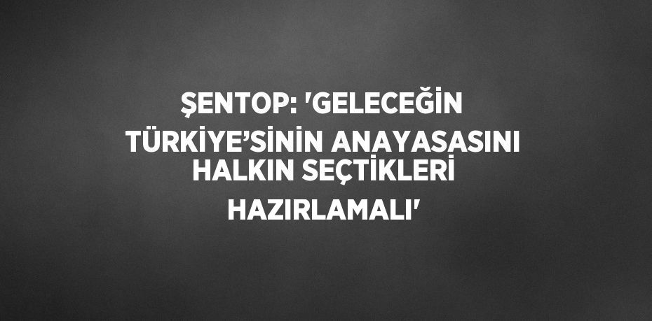 ŞENTOP: 'GELECEĞİN TÜRKİYE’SİNİN ANAYASASINI HALKIN SEÇTİKLERİ HAZIRLAMALI'