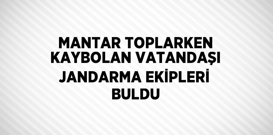 MANTAR TOPLARKEN KAYBOLAN VATANDAŞI JANDARMA EKİPLERİ BULDU