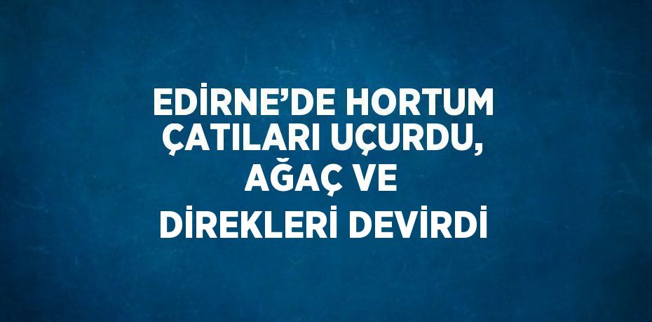 EDİRNE’DE HORTUM ÇATILARI UÇURDU, AĞAÇ VE DİREKLERİ DEVİRDİ