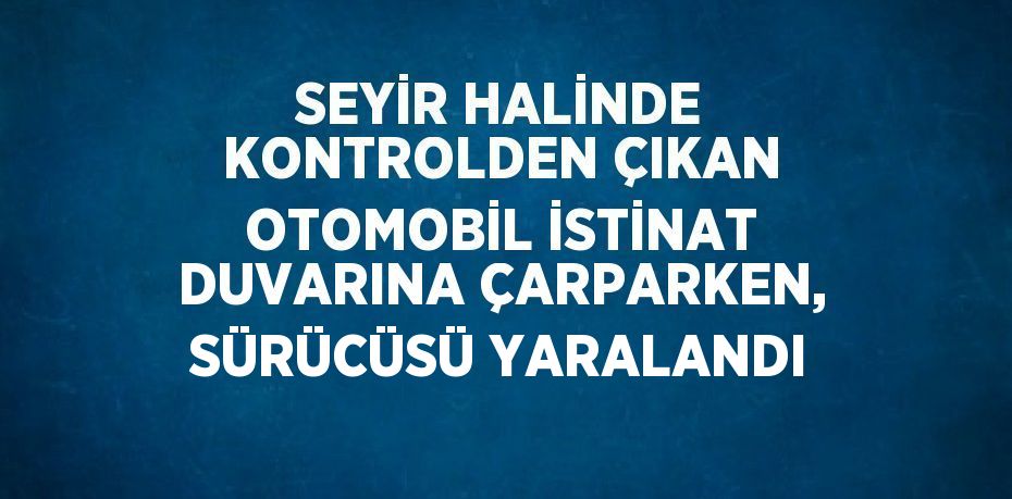 SEYİR HALİNDE KONTROLDEN ÇIKAN OTOMOBİL İSTİNAT DUVARINA ÇARPARKEN, SÜRÜCÜSÜ YARALANDI