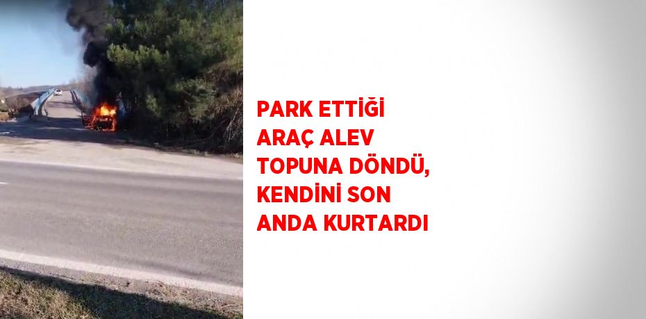 PARK ETTİĞİ ARAÇ ALEV TOPUNA DÖNDÜ, KENDİNİ SON ANDA KURTARDI