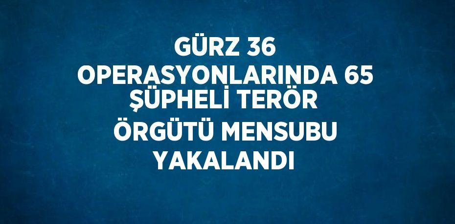 GÜRZ 36 OPERASYONLARINDA 65 ŞÜPHELİ TERÖR ÖRGÜTÜ MENSUBU YAKALANDI