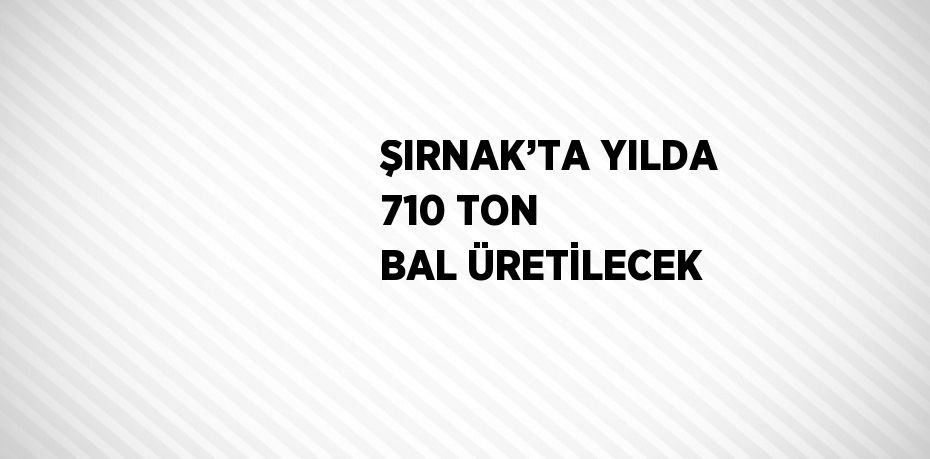 ŞIRNAK’TA YILDA 710 TON BAL ÜRETİLECEK