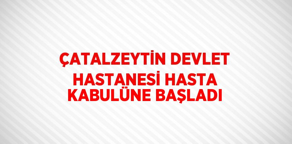 ÇATALZEYTİN DEVLET HASTANESİ HASTA KABULÜNE BAŞLADI