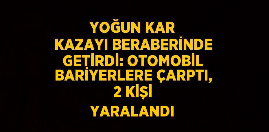 YOĞUN KAR KAZAYI BERABERİNDE GETİRDİ: OTOMOBİL BARİYERLERE ÇARPTI, 2 KİŞİ YARALANDI