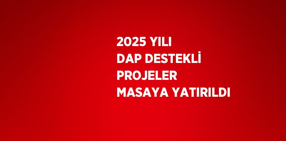 2025 YILI DAP DESTEKLİ PROJELER  MASAYA YATIRILDI