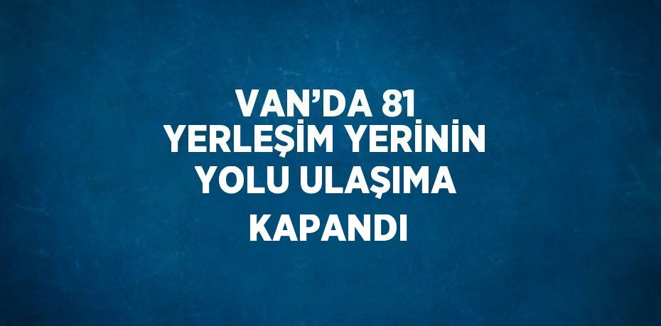 VAN’DA 81 YERLEŞİM YERİNİN YOLU ULAŞIMA KAPANDI